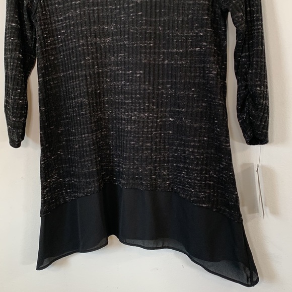 AB Studio NWT Textured Knit Flounce Hemline Women’s Size M Black White Top - Picture 5 of 16